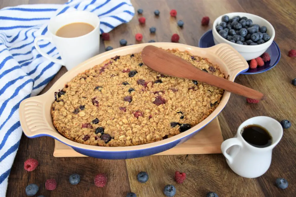 Berry Oatmeal in a dish.