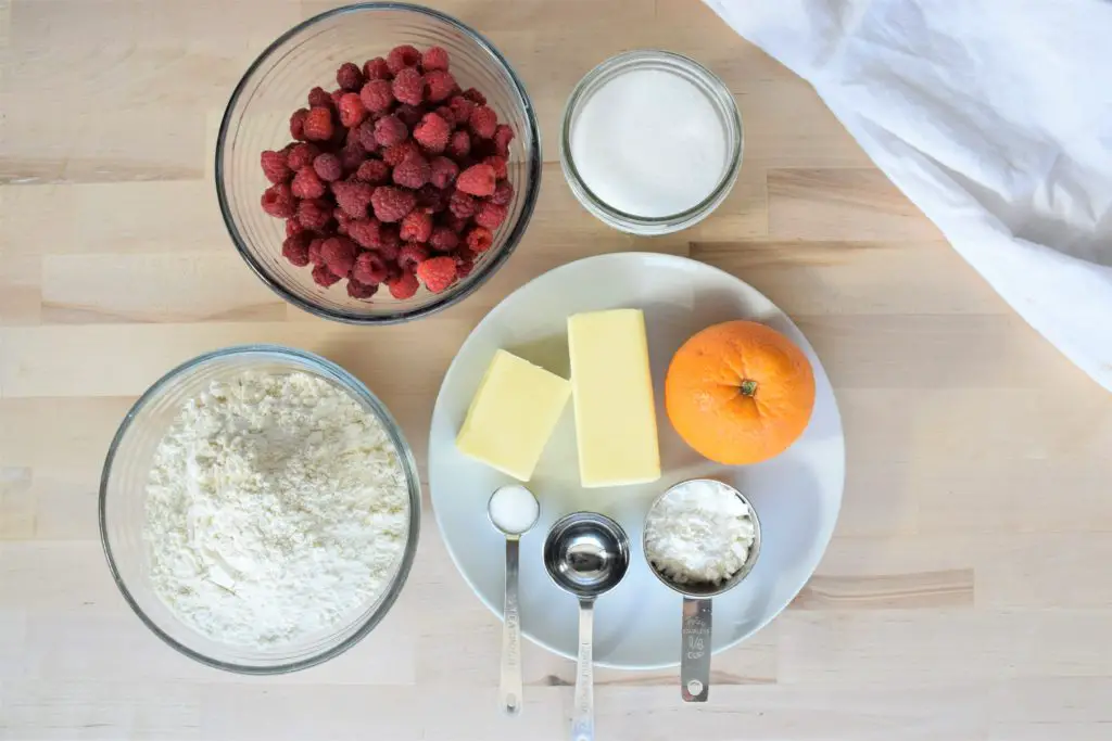 Orange Raspberry Shortbread Bar Ingredients