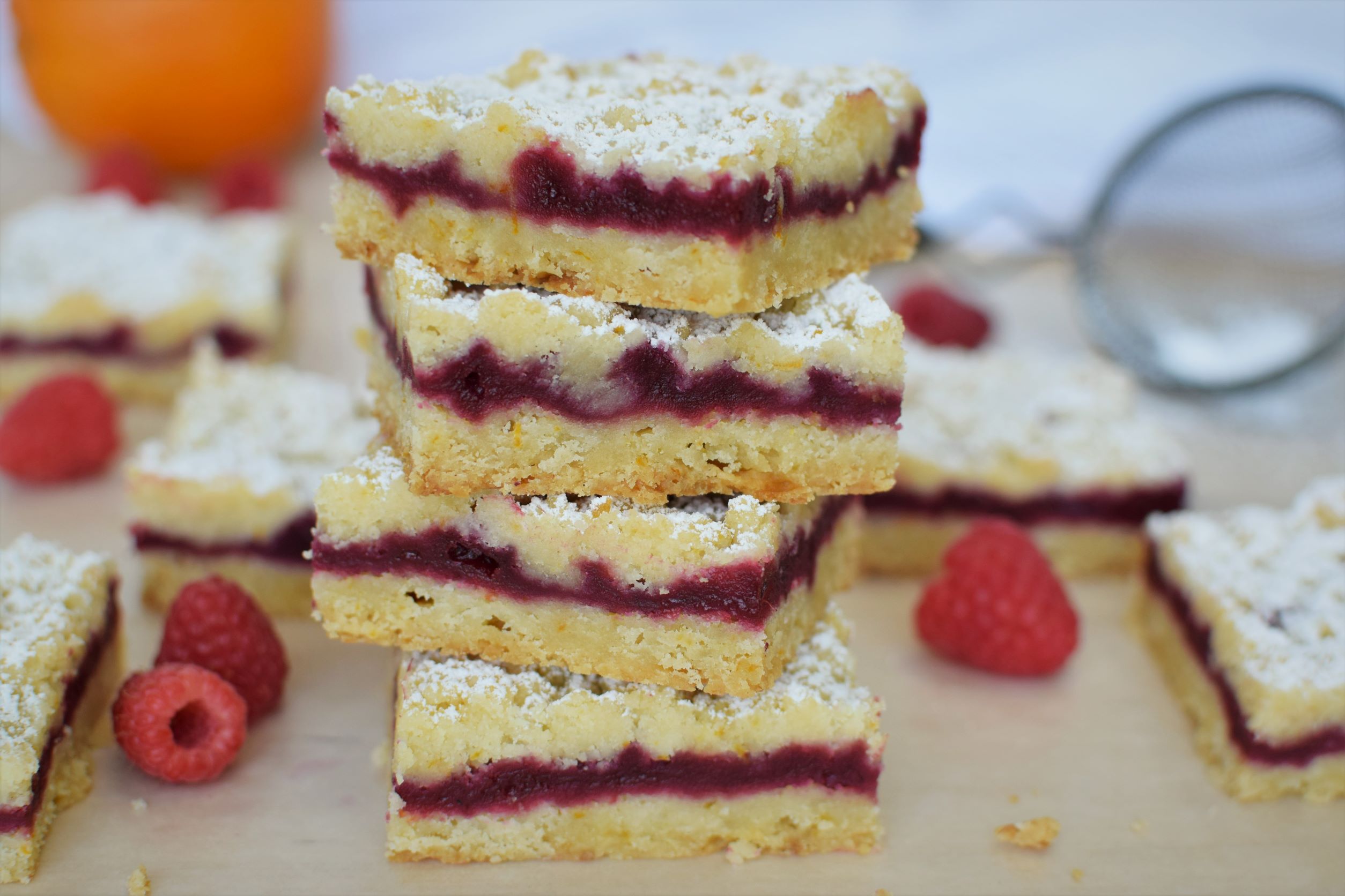 Raspberry Orange Shortbread Bars