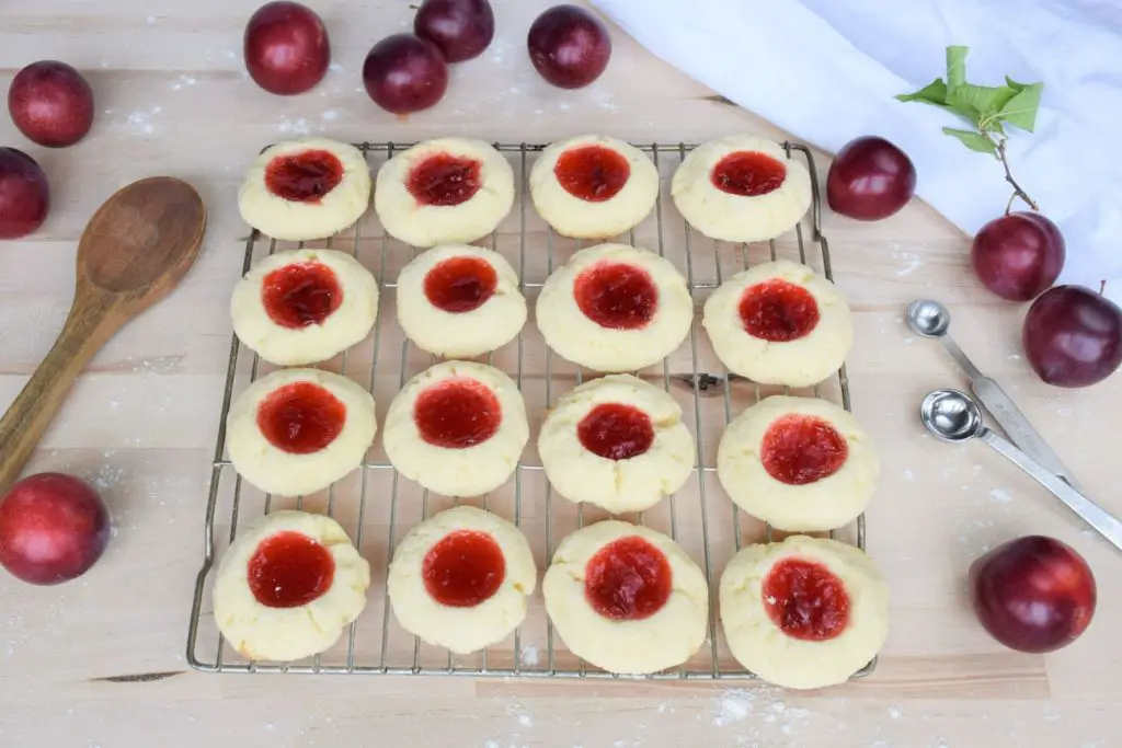 Plum Jam Thumbprint Cookies 