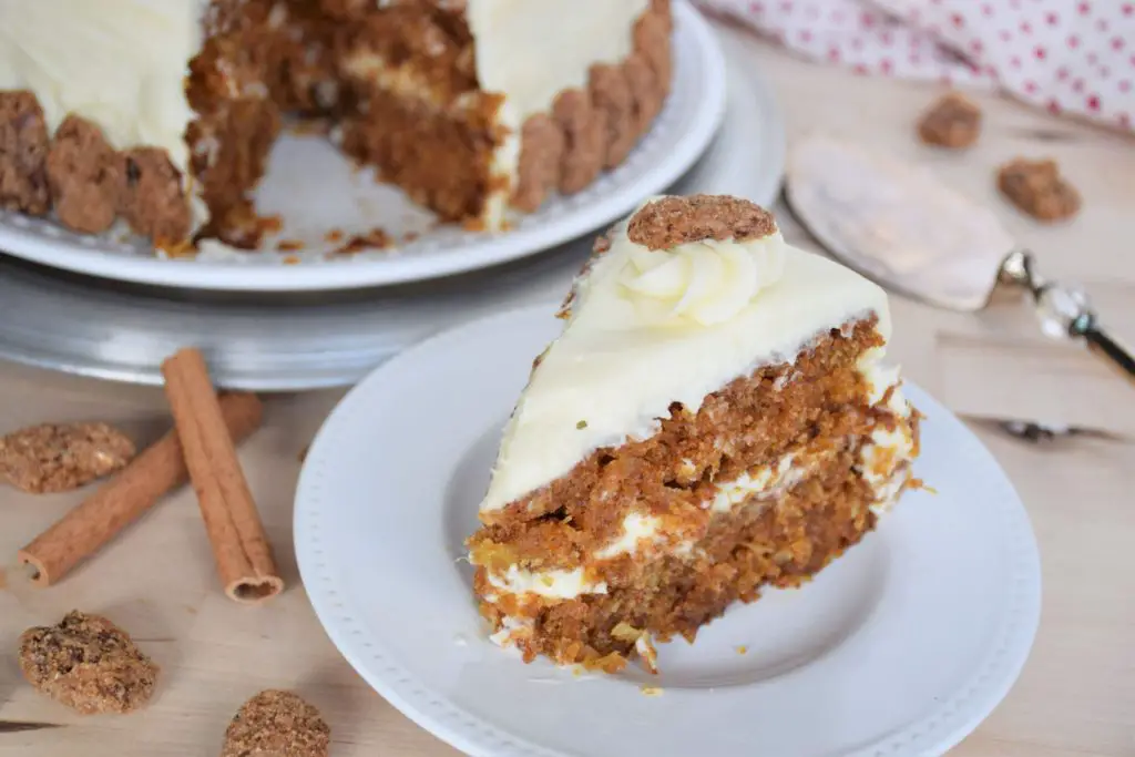 Slice of moist carrot cake - this bread will rise