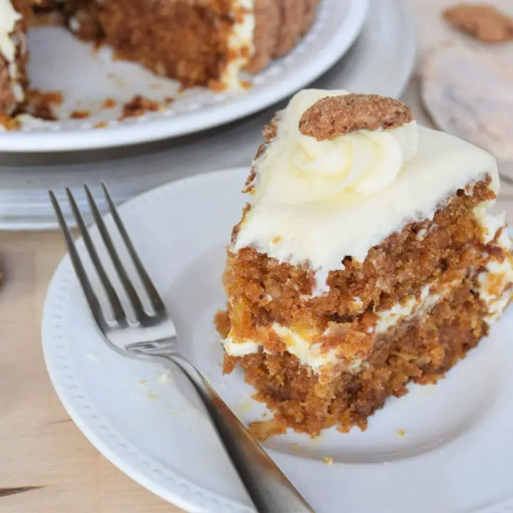 Bite out of moist carrot cake