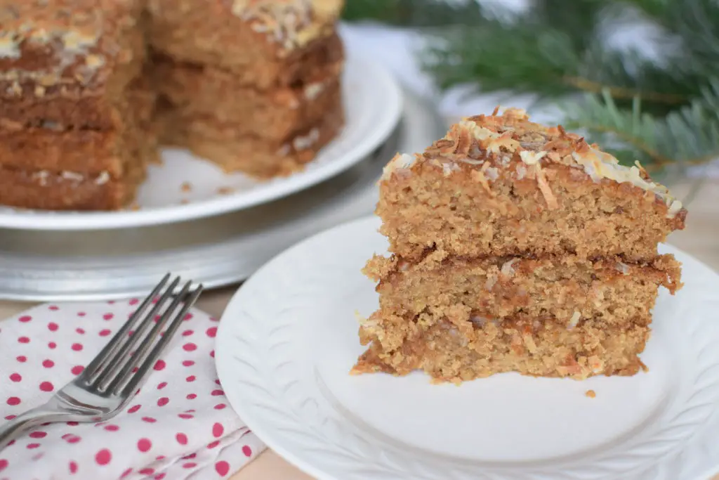 Slice of oatmeal cake with fork