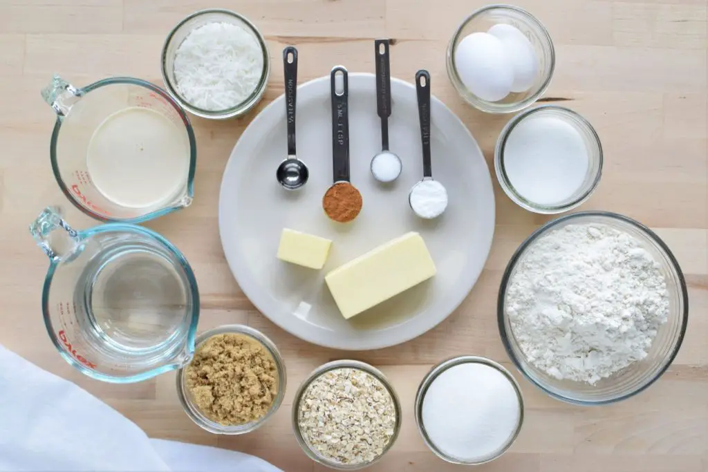 Display of cake ingredients - this bread will rise