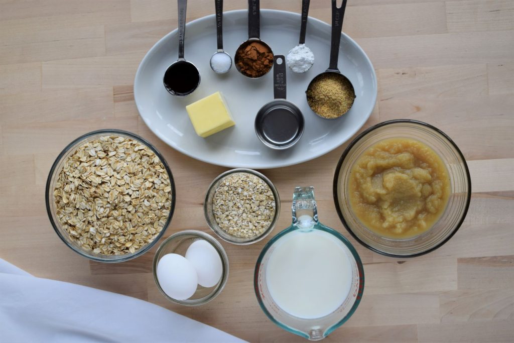 Baked Oatmeal Ingredients displayed