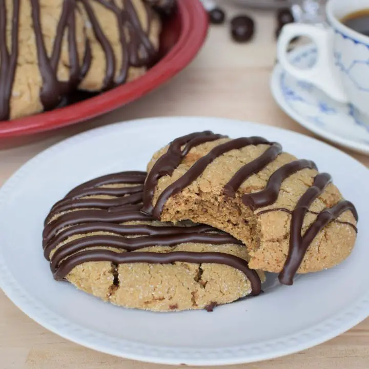 Coffee cookies with chocolate drizzle