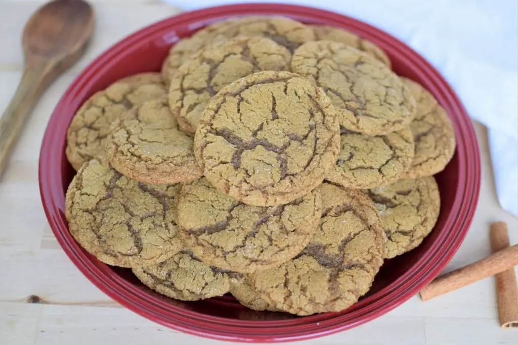 Plate of chewy ginger molasses cookies - this bread will rise