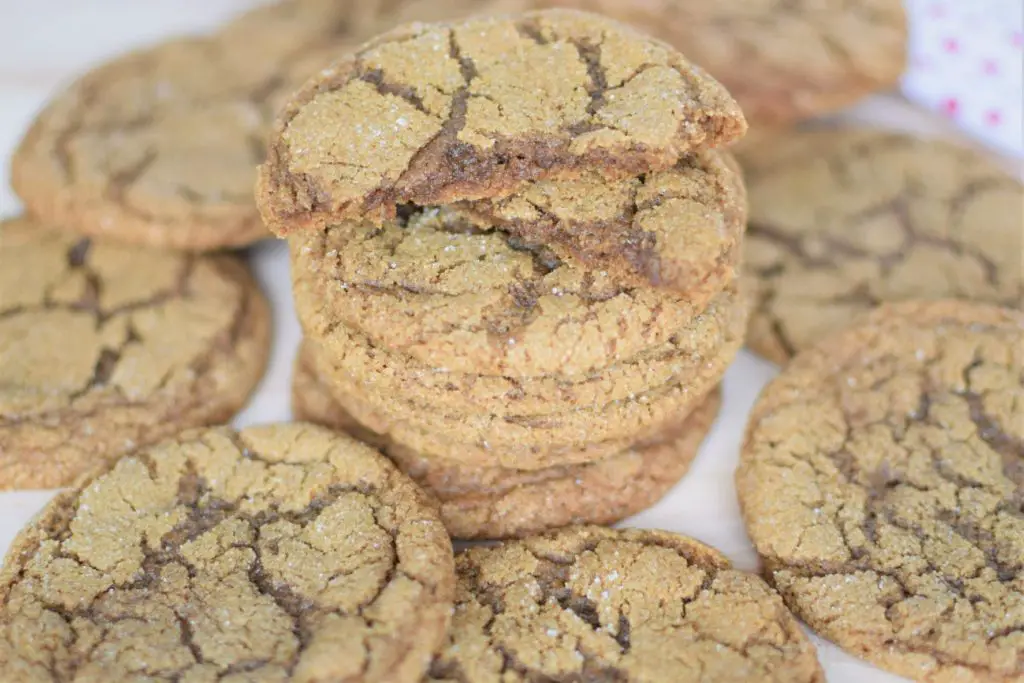 stack of chewy ginger molasses cookies - this bread will rise