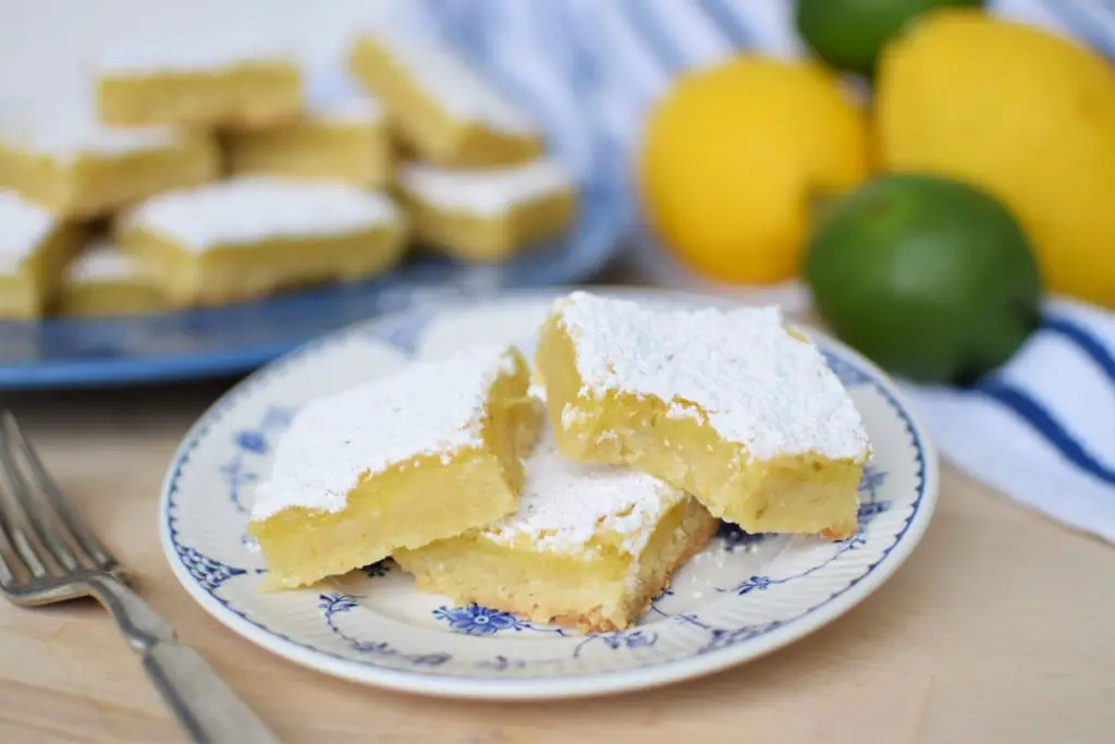 Plate of lemon lime bars