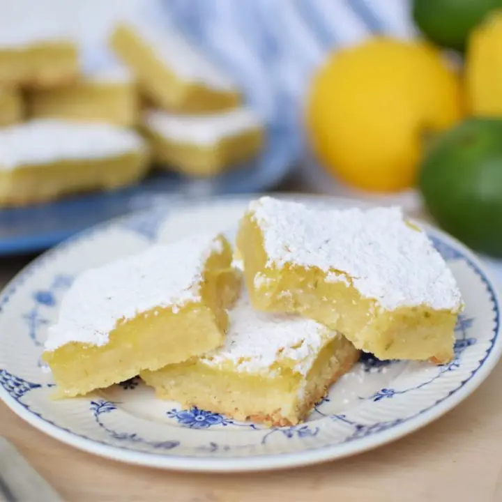 Plate of lemon lime bars