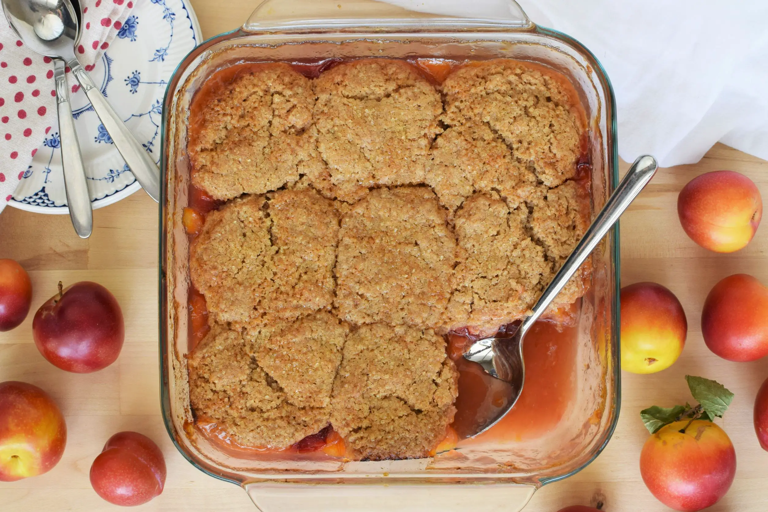 Honeyed Plum Cobbler with Spiced Biscuits