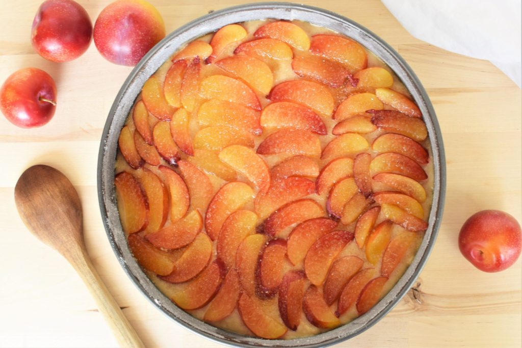 Plum cake before baking - this bread will rise