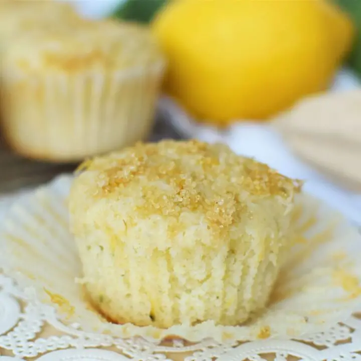 Unwrapped lemon zucchini muffin - this bread will rise