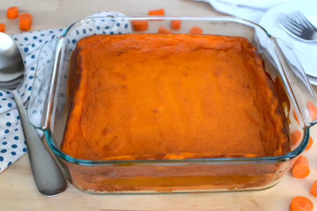 Dish of carrot souffle - this bread will rise