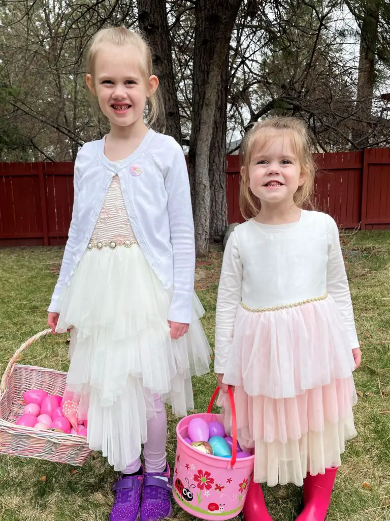 Two young girls in their Easter dresses - this bread will rise