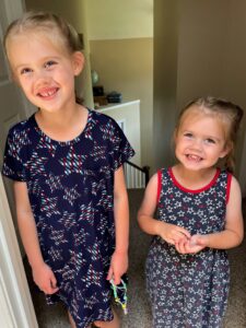 young girls in similar patriotic clothes